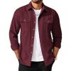 COOFANDY Men’s Long Sleeve Button Up Shirt Jacket with Flap Pockets(Wine Red)