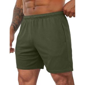 COOFANDY Men’s 3 Pack Workout Gym Shorts Mesh Athletic Shorts Lightweight Bodybuilding Training Short Pants with Pockets(Army Green)