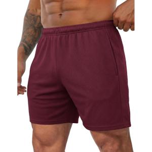 COOFANDY Men’s 3 Pack Workout Gym Shorts Mesh Athletic Shorts Lightweight Bodybuilding Training Short Pants with Pockets(Dark Red)