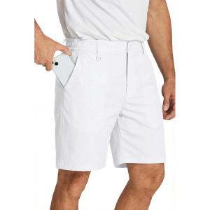 COOFANDY Men’s Golf Shorts 8 Inch Lightweight Quick Dry Casual Dress Shorts Hiking Travel Shorts with Pockets(White)