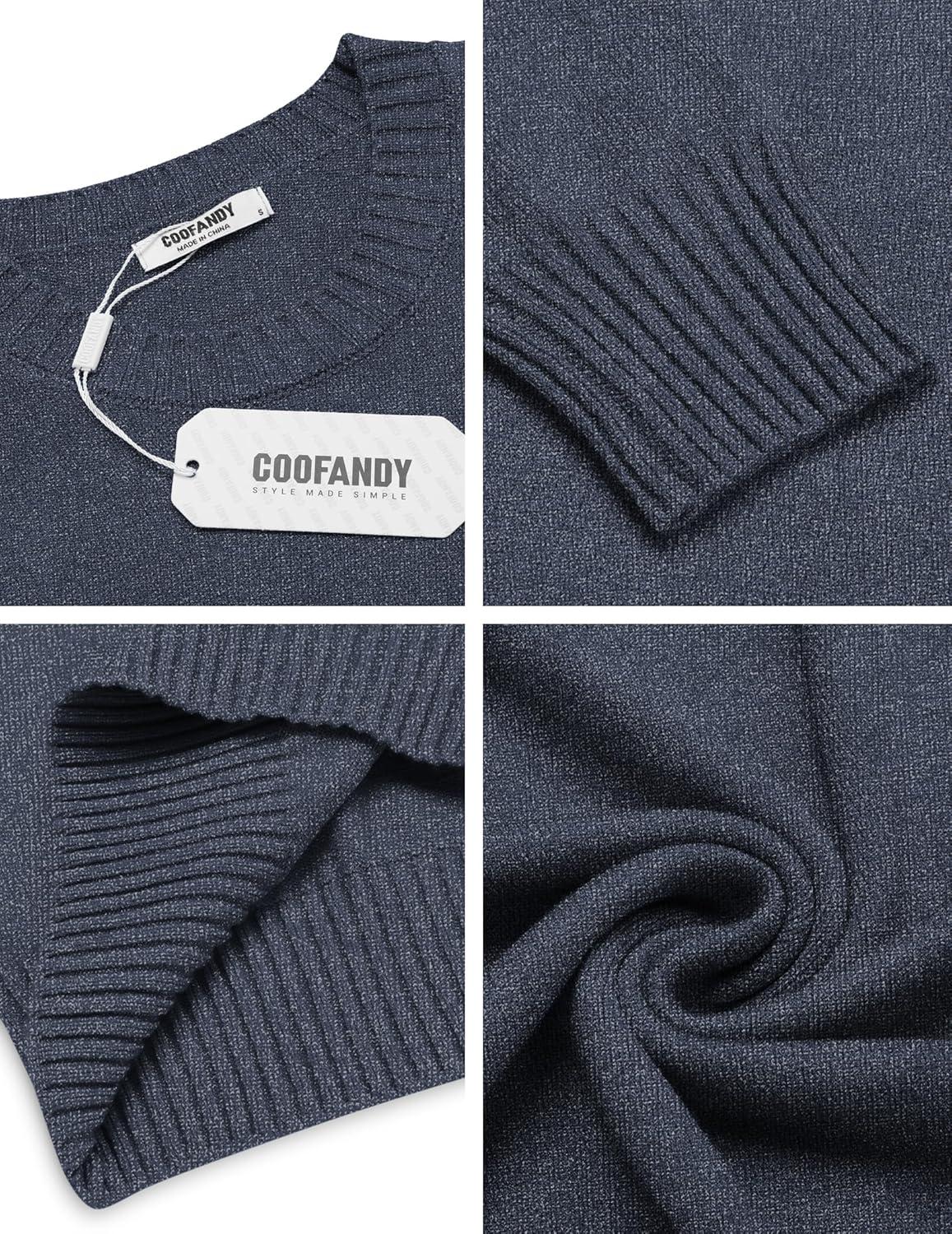 imageCOOFANDY Mens Crewneck Sweaters Knit Dress Pullover Long Sleeve Lightweight Sweatshirt Casual Dress SweaterNavy Blue