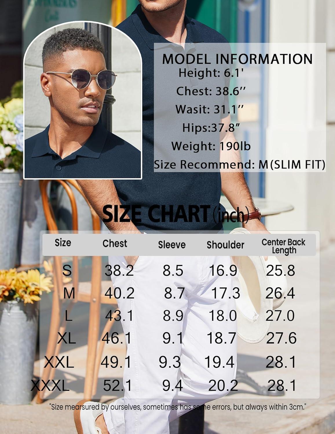 imageCOOFANDY Mens Slim Fit Knit Polo Shirts Business Lightweight Polo Sweater Casual Summer Ribbed Textured Collared T ShirtNavy Blue