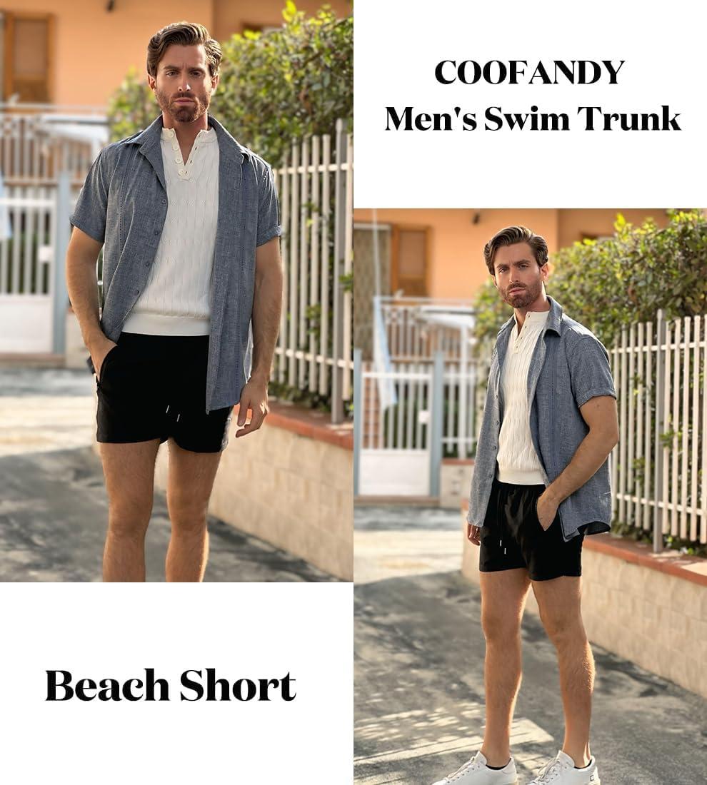 imageCOOFANDY Mens Swim Trunk Quick Dry Swimwear Mesh Lining Bathing Suit Swimsuit Board Beach Sport ShortBlack