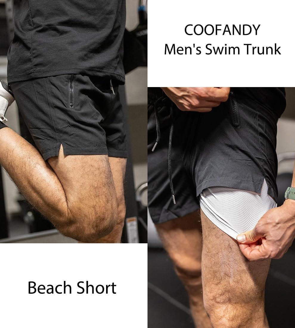 imageCOOFANDY Mens Swim Trunk Quick Dry Swimwear Mesh Lining Bathing Suit Swimsuit Board Beach Sport ShortBlack