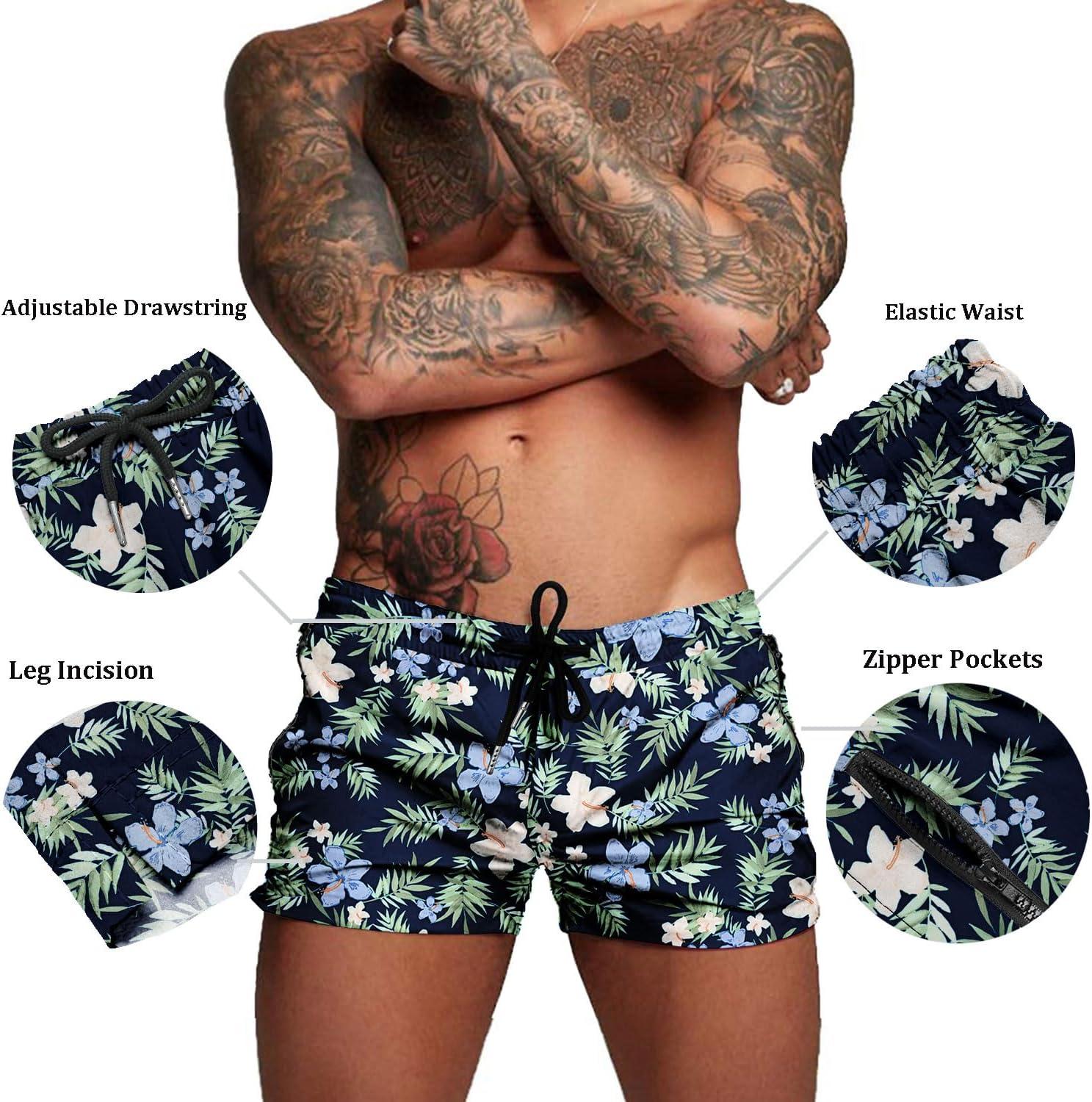 imageCOOFANDY Mens Swim Trunk Quick Dry Swimwear Mesh Lining Bathing Suit Swimsuit Board Beach Sport ShortBlue Floral Print