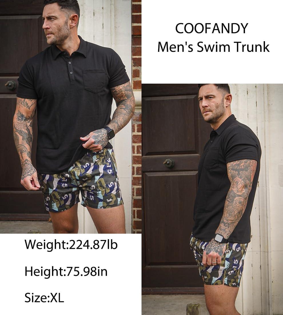 imageCOOFANDY Mens Swim Trunk Quick Dry Swimwear Mesh Lining Bathing Suit Swimsuit Board Beach Sport ShortGreen Camouflage
