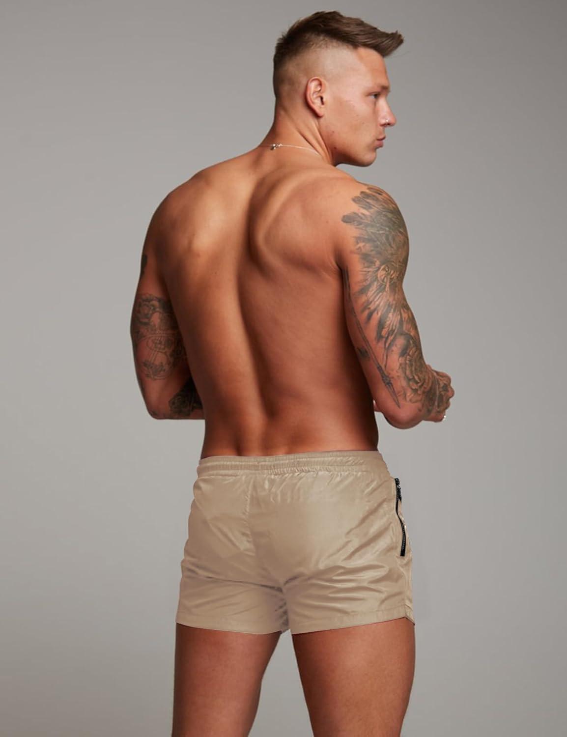imageCOOFANDY Mens Swim Trunk Quick Dry Swimwear Mesh Lining Bathing Suit Swimsuit Board Beach Sport ShortKhaki
