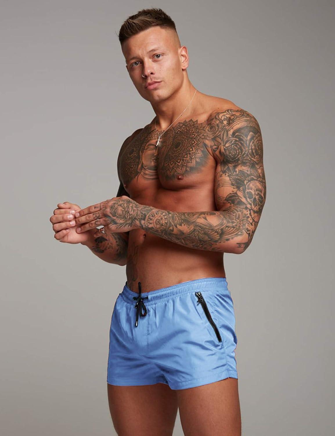 imageCOOFANDY Mens Swim Trunk Quick Dry Swimwear Mesh Lining Bathing Suit Swimsuit Board Beach Sport ShortLight Blue