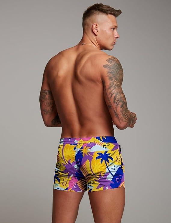 imageCOOFANDY Mens Swim Trunk Quick Dry Swimwear Mesh Lining Bathing Suit Swimsuit Board Beach Sport ShortOrange Coconut Tree