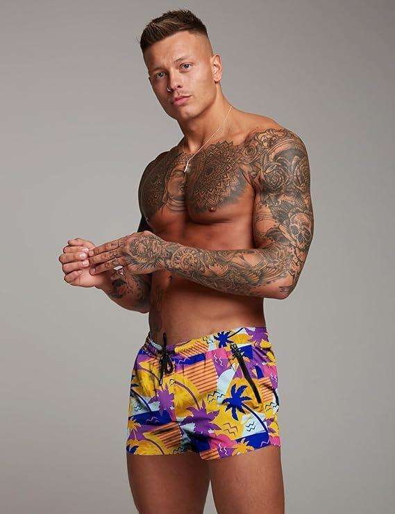 imageCOOFANDY Mens Swim Trunk Quick Dry Swimwear Mesh Lining Bathing Suit Swimsuit Board Beach Sport ShortOrange Coconut Tree
