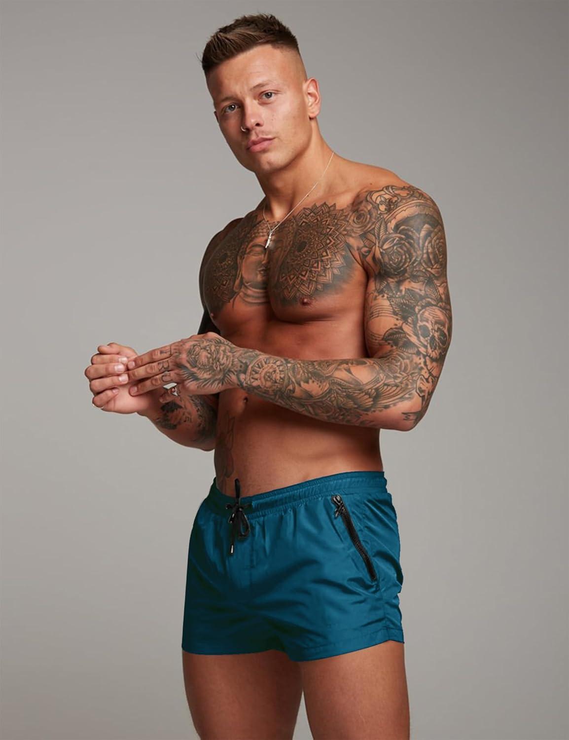 imageCOOFANDY Mens Swim Trunk Quick Dry Swimwear Mesh Lining Bathing Suit Swimsuit Board Beach Sport ShortPeacock Blue