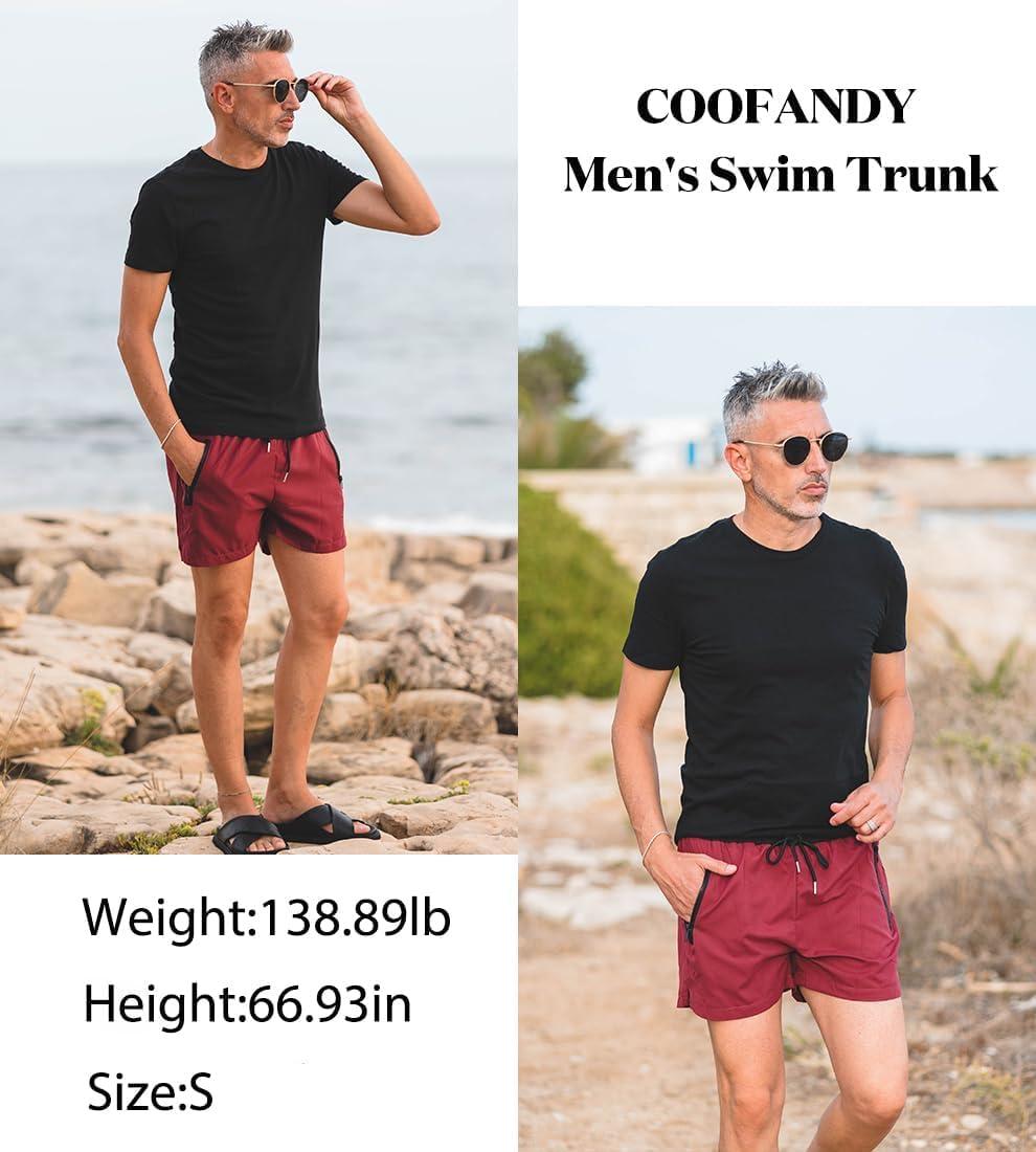 imageCOOFANDY Mens Swim Trunk Quick Dry Swimwear Mesh Lining Bathing Suit Swimsuit Board Beach Sport ShortRed and Black