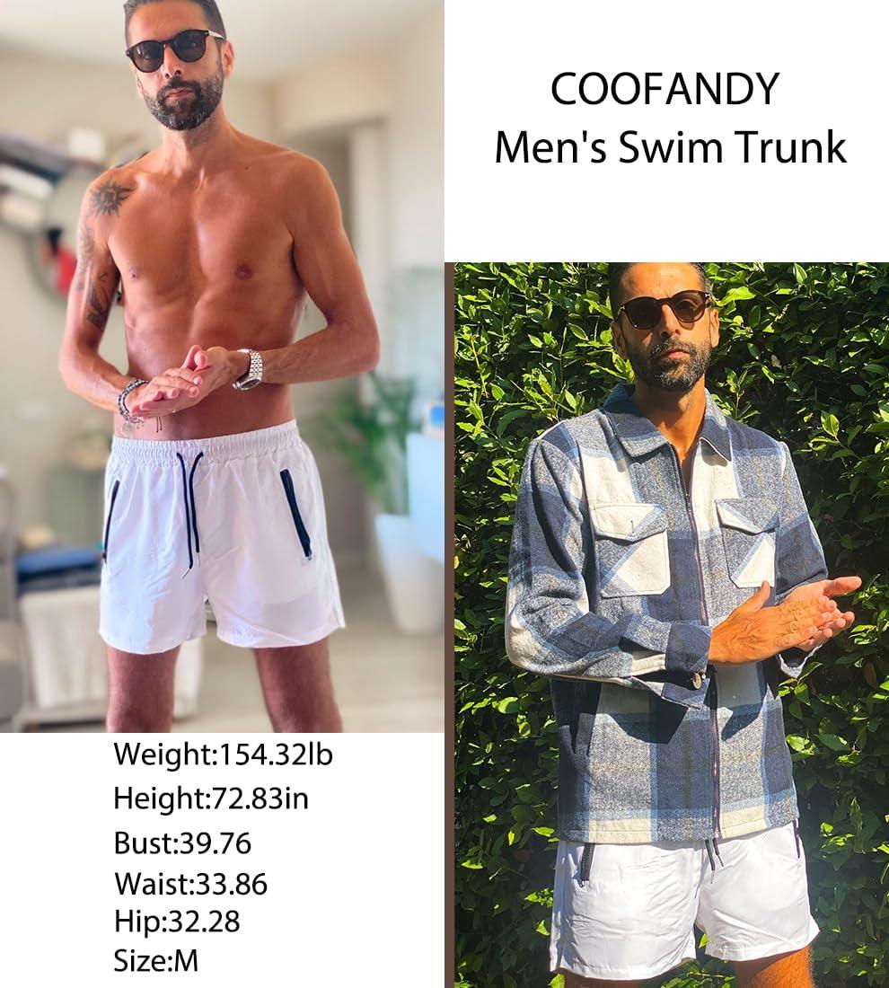imageCOOFANDY Mens Swim Trunk Quick Dry Swimwear Mesh Lining Bathing Suit Swimsuit Board Beach Sport ShortWhite