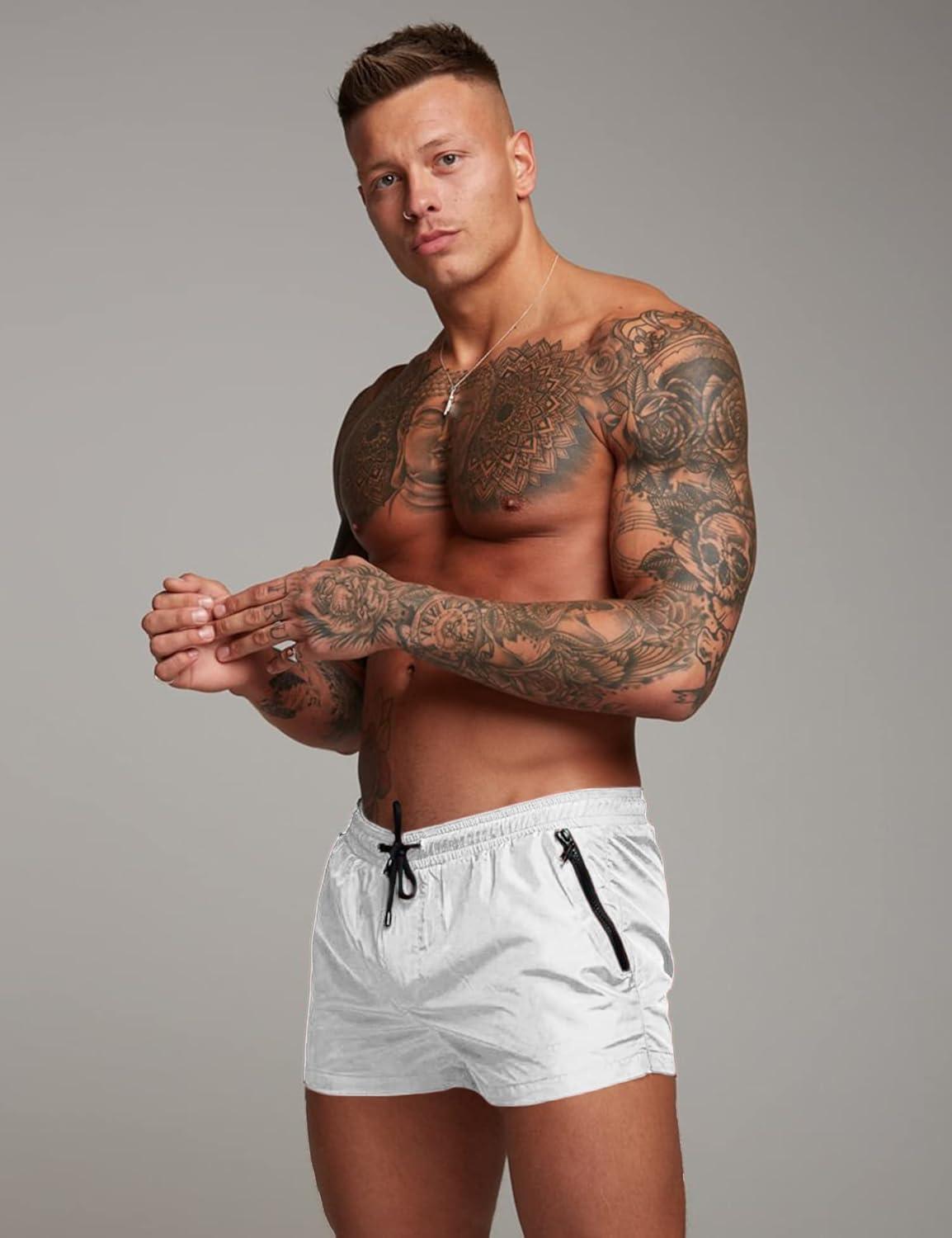 imageCOOFANDY Mens Swim Trunk Quick Dry Swimwear Mesh Lining Bathing Suit Swimsuit Board Beach Sport ShortWhite