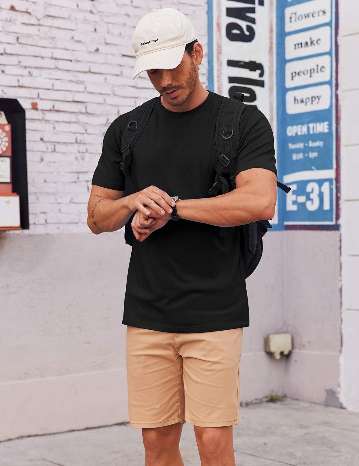 imageCOOFANDY Mens T Shirt Short Sleeve Cotton Blend TShirts Crew Neck Casual Summer Basic Tee ShirtsBlack