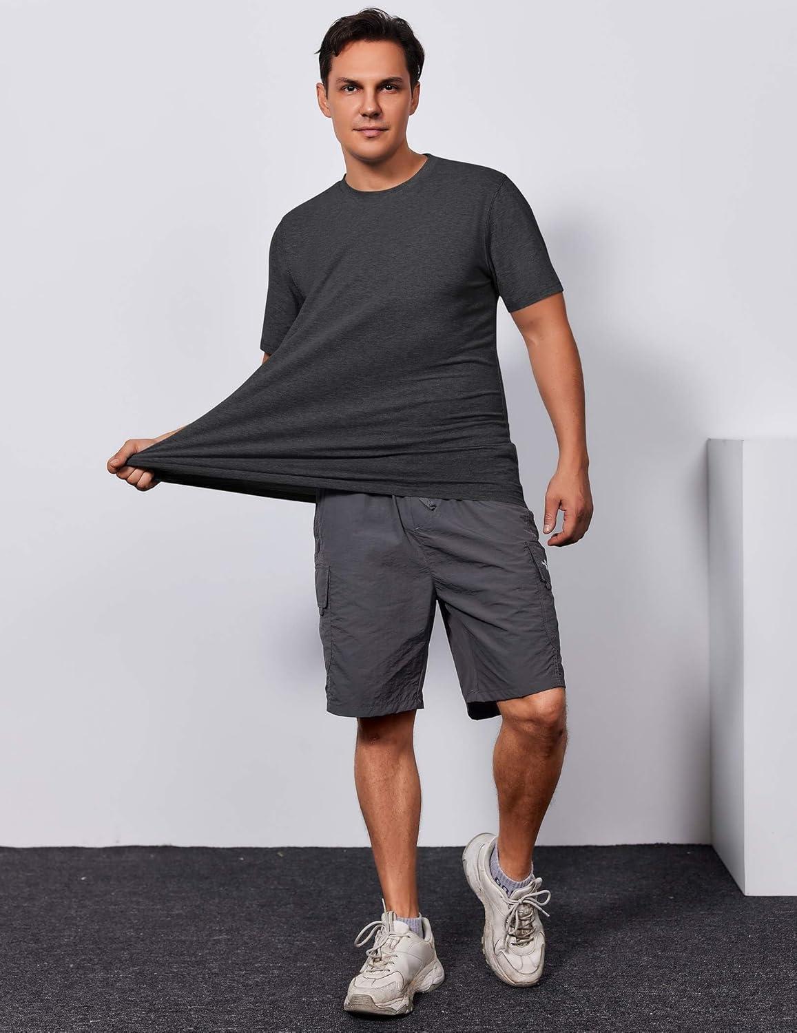 imageCOOFANDY Mens T Shirt Short Sleeve Cotton Blend TShirts Crew Neck Casual Summer Basic Tee ShirtsDark Grey