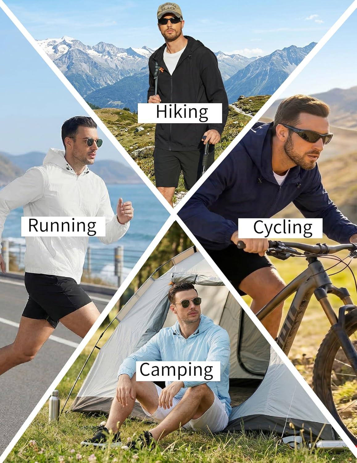 imageCOOFANDY Mens UPF 50 Sun Protection Hoodie Jacket Full Zip Light Long Sleeve Performance Fishing Shirts Hiking OutdoorBlack