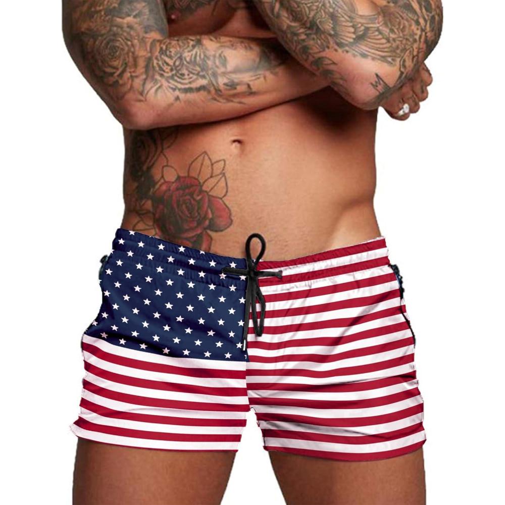 imageCOOFANDY Mens Swim Trunk Quick Dry Swimwear Mesh Lining Bathing Suit Swimsuit Board Beach Sport ShortAmerican Flag a