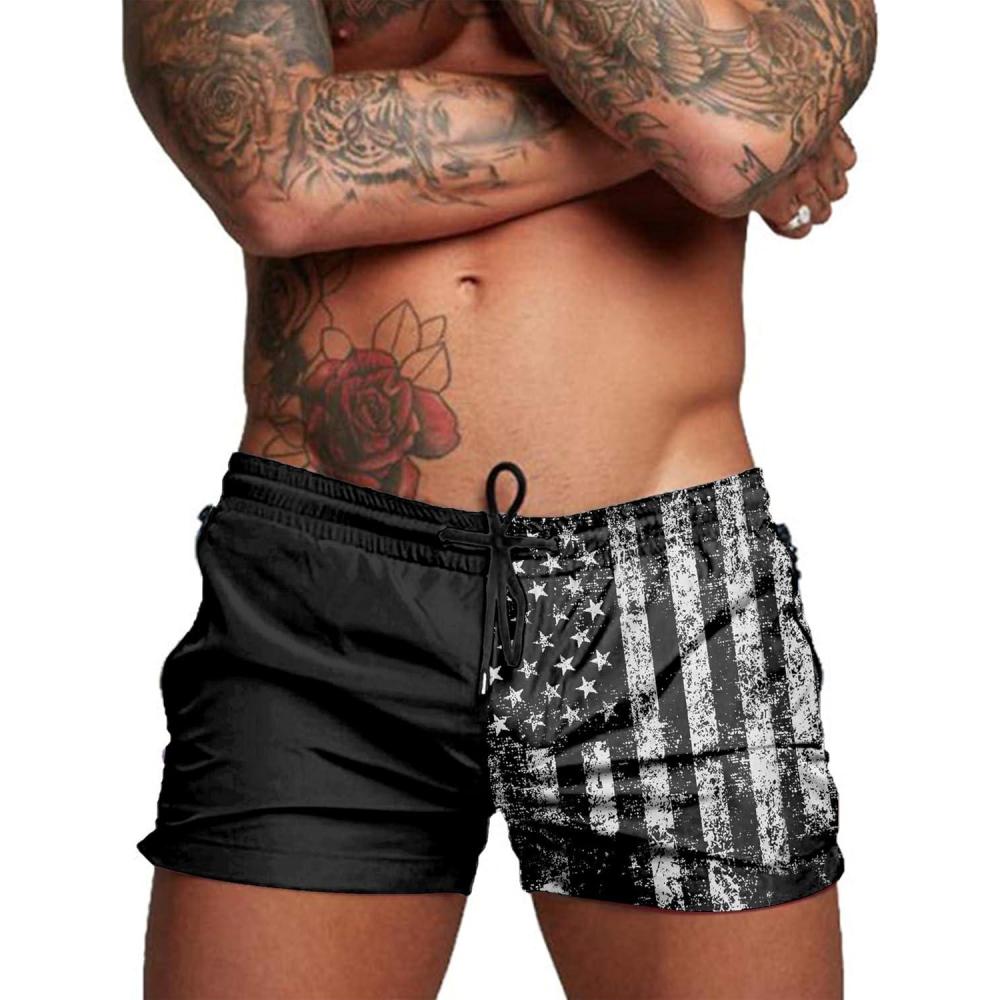 imageCOOFANDY Mens Swim Trunk Quick Dry Swimwear Mesh Lining Bathing Suit Swimsuit Board Beach Sport ShortBlack American Flag