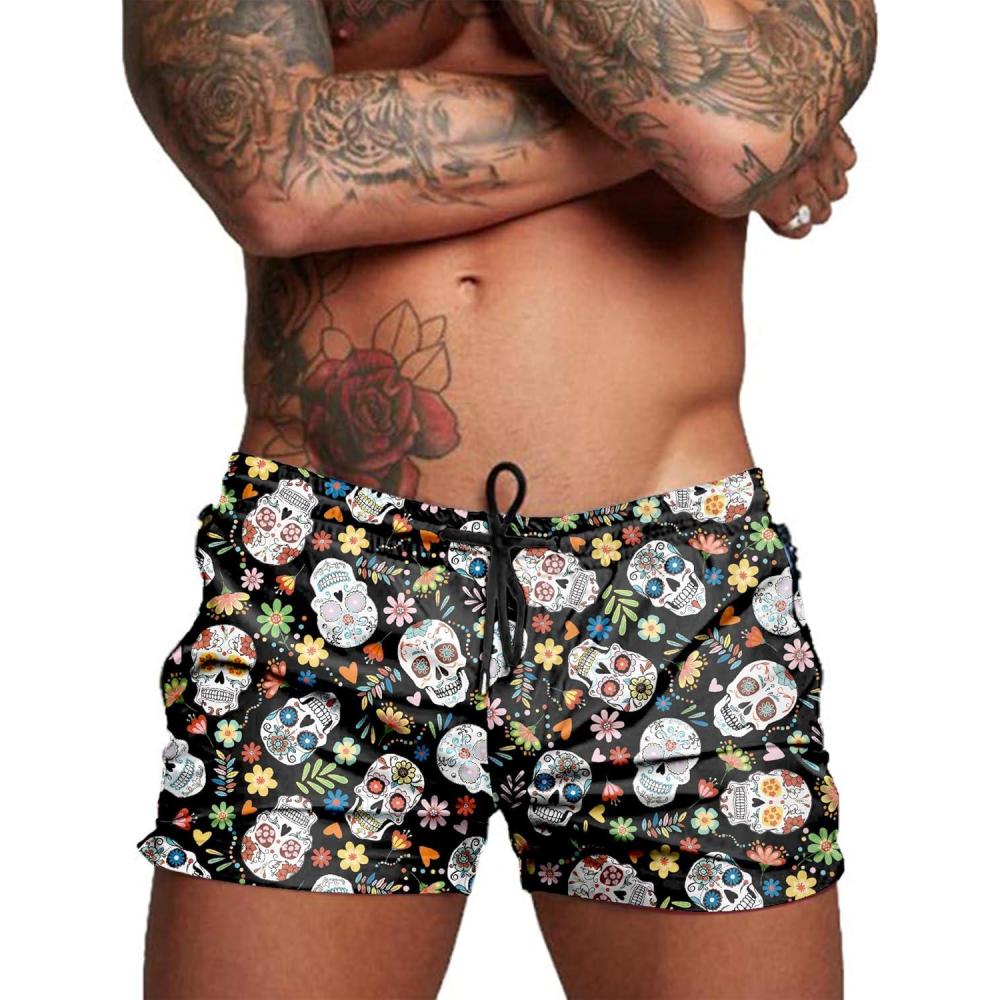 imageCOOFANDY Mens Swim Trunk Quick Dry Swimwear Mesh Lining Bathing Suit Swimsuit Board Beach Sport ShortColorful Skull