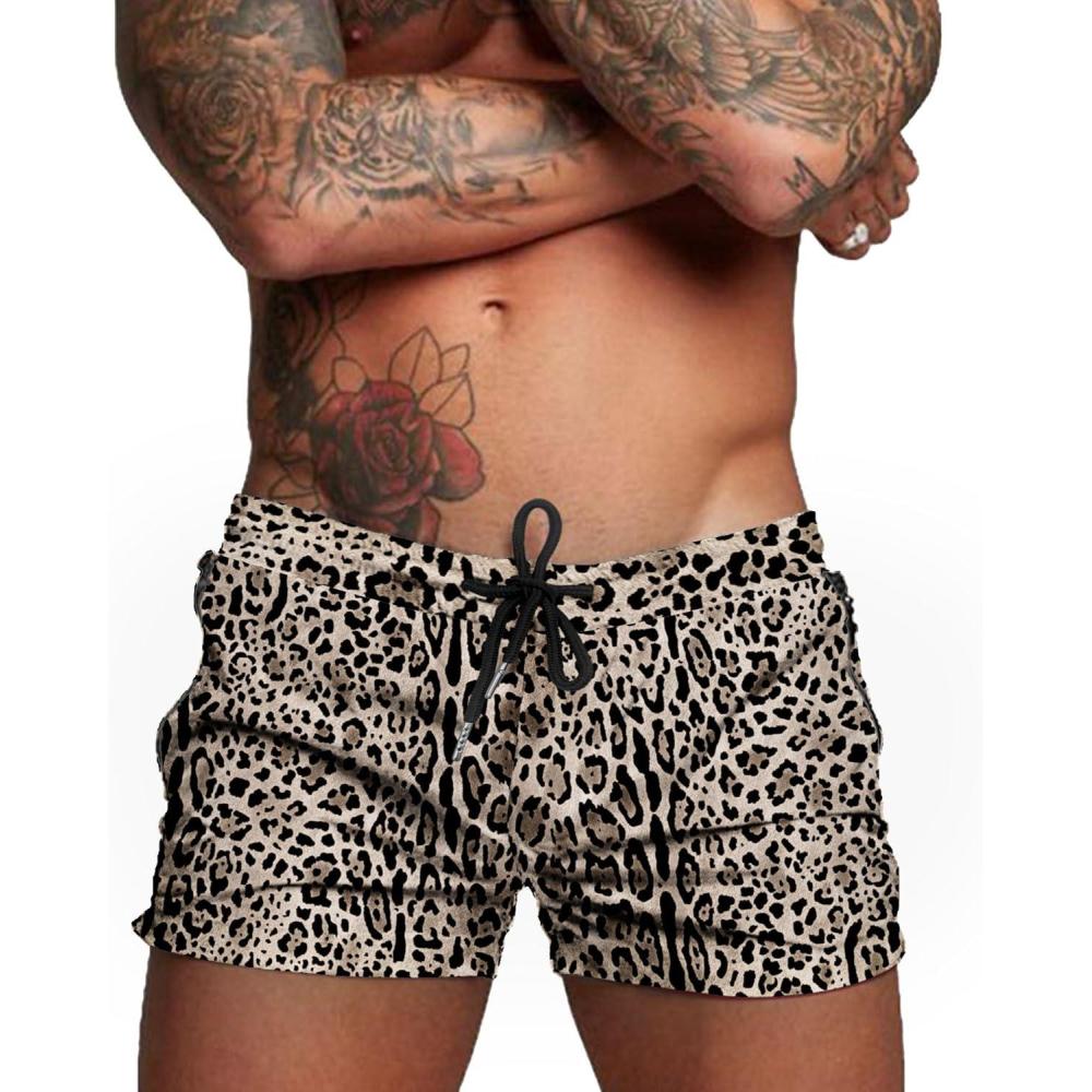 imageCOOFANDY Mens Swim Trunk Quick Dry Swimwear Mesh Lining Bathing Suit Swimsuit Board Beach Sport ShortLeopard Print