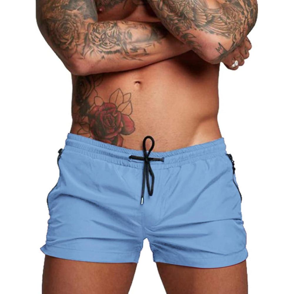imageCOOFANDY Mens Swim Trunk Quick Dry Swimwear Mesh Lining Bathing Suit Swimsuit Board Beach Sport ShortLight Blue