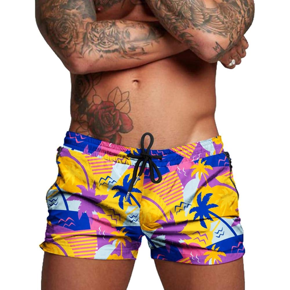 imageCOOFANDY Mens Swim Trunk Quick Dry Swimwear Mesh Lining Bathing Suit Swimsuit Board Beach Sport ShortOrange Coconut Tree