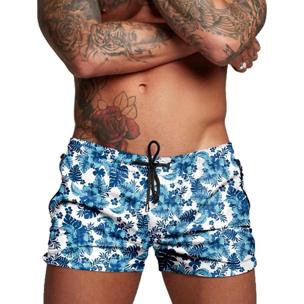 imageCOOFANDY Mens Swim Trunk Quick Dry Swimwear Mesh Lining Bathing Suit Swimsuit Board Beach Sport ShortSapphire Floral Print