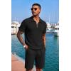 COOFANDY Men’s 2 Piece Set Summer Beach Vacation Outfits Quarter Zip Polo Shirt and Shorts Sets(1-black)