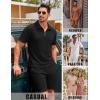 COOFANDY Men’s 2 Piece Set Summer Beach Vacation Outfits Quarter Zip Polo Shirt and Shorts Sets(1-black)