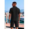 COOFANDY Men’s 2 Piece Set Summer Beach Vacation Outfits Quarter Zip Polo Shirt and Shorts Sets(1-black)