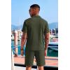 COOFANDY Men’s 2 Piece Set Summer Beach Vacation Outfits Quarter Zip Polo Shirt and Shorts Sets(Army Green)