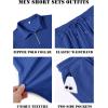 COOFANDY Men’s 2 Piece Set Summer Beach Vacation Outfits Quarter Zip Polo Shirt and Shorts Sets(Blue)