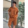 COOFANDY Men’s 2 Piece Set Summer Beach Vacation Outfits Quarter Zip Polo Shirt and Shorts Sets(Brown)