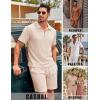 COOFANDY Men’s 2 Piece Set Summer Beach Vacation Outfits Quarter Zip Polo Shirt and Shorts Sets(Cream)