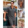 COOFANDY Men’s 2 Piece Set Summer Beach Vacation Outfits Quarter Zip Polo Shirt and Shorts Sets(Dark Gray)