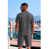 COOFANDY Men’s 2 Piece Set Summer Beach Vacation Outfits Quarter Zip Polo Shirt and Shorts Sets(Dark Gray)