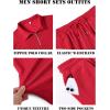 COOFANDY Men’s 2 Piece Set Summer Beach Vacation Outfits Quarter Zip Polo Shirt and Shorts Sets(Red)