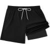 COOFANDY Men’s 7″ Swim Trunks with Compression Liner Stretch Swimming Shorts with Zipper Pockets(Black)