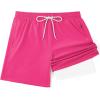 COOFANDY Men’s 7″ Swim Trunks with Compression Liner Stretch Swimming Shorts with Zipper Pockets(Hot Pink)