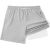 COOFANDY Men’s 7″ Swim Trunks with Compression Liner Stretch Swimming Shorts with Zipper Pockets(Light Grey)