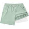 COOFANDY Men’s 7″ Swim Trunks with Compression Liner Stretch Swimming Shorts with Zipper Pockets(Mint Green)