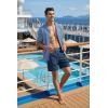 COOFANDY Men’s 7″ Swim Trunks with Compression Liner Stretch Swimming Shorts with Zipper Pockets(Navy – Palm Tree)