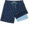 COOFANDY Men’s 7″ Swim Trunks with Compression Liner Stretch Swimming Shorts with Zipper Pockets(Navy – Palm Tree)
