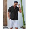 COOFANDY Mens Button Down Shirt Short Sleeve Casual Stylish Cotton Shirts Linen Textured Summer Beach Wedding Shirt(Black)