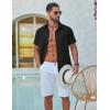 COOFANDY Mens Button Down Shirt Short Sleeve Casual Stylish Cotton Shirts Linen Textured Summer Beach Wedding Shirt(Black)