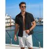 COOFANDY Mens Button Down Shirt Short Sleeve Casual Stylish Cotton Shirts Linen Textured Summer Beach Wedding Shirt(Black)