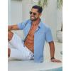 COOFANDY Mens Button Down Shirt Short Sleeve Casual Stylish Cotton Shirts Linen Textured Summer Beach Wedding Shirt(Blue)