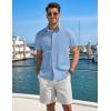 COOFANDY Mens Button Down Shirt Short Sleeve Casual Stylish Cotton Shirts Linen Textured Summer Beach Wedding Shirt(Blue)