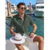 COOFANDY Mens Button Down Shirt Short Sleeve Casual Stylish Cotton Shirts Linen Textured Summer Beach Wedding Shirt(Deep Green)